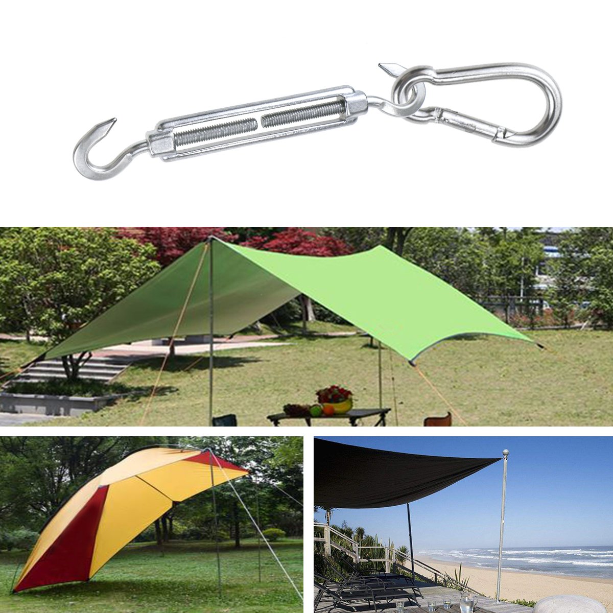 Magicfun Sun Shade Sail Hardware Kit for Rectangle & Square Installation 316 & 304 Stainless Steel Silver for Deck Garden Lawn Patio
