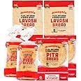 Joseph's Combo Value Pack, Flax, Oat Bran & Whole Wheat, Low Carb Pita Bread, Lavash Bread, and MINI Pita, Fresh Baked (2 Packs Each, 6 Packages Total)