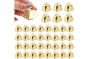 TOPHONIEX 40 Pieces Cow Bell Christmas bell Gold Jingle Bells Metal Cowbell Loud Cowbell Noise Maker Craft Bells Small Bell Mini Bells DIY Bells for Animal Anti-Lost, Sporting Events, Home and Wedding