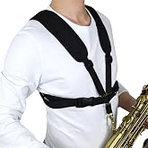 adorence Saxophone Harness Strap, Padded Shoulder &amp; Chest Sax Strap, Medium | Adjustable Chest Strap, Neck-Free Design, Metal Swivel Snap Hook, Extra-Wide Shoulder Pads &amp; Balanced Support Design