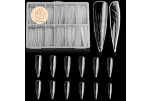 C12rtive 120Pcs Dual Nail Forms,Long Almond Extension Poly nail gel Nail Forms Full Cover Reusable Nail Molds 12 Sizes for Solid Nail Gel Glue Nail Art Design Salon&DIY(Extra Long Almond)