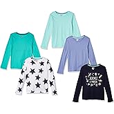 Amazon Essentials Girls and Toddlers' Long-Sleeve T-Shirts (Previously Spotted Zebra), Multipacks