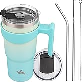 Konokyo 20 oz Tumbler with Handle and 2 Straw 2 Lid, Insulated Water Bottle Stainless Steel Vacuum Cup Reusable Travel Mug, Mint