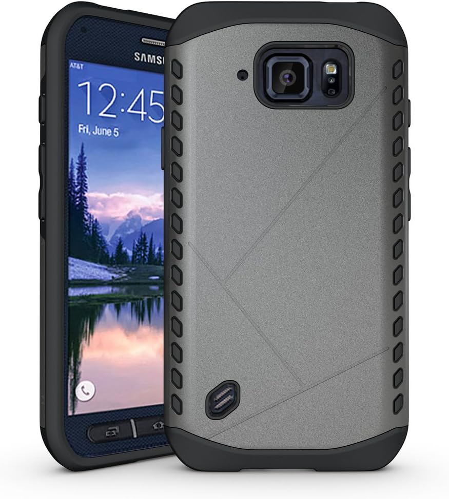 S6 Active, Galaxy S6 Active Cases, Galaxy S6 Active Heavy Duty Case, Samsung S6 Active Armour Shield Case, For Galaxy S6 Active Protective Skin Double Color Shock Proof Hybrid Protection, AHGAO Rugged Shield Armor Case Impact Protective Hard Cover For Samsung Galaxy S6 Active G890 (Gray)