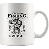 Born To Go Fishing Forced To Go To School Fishing Fisherman Mug Fishing Gifts To Boyfriend Brother Coffee Ceramic Mugs 11oz White