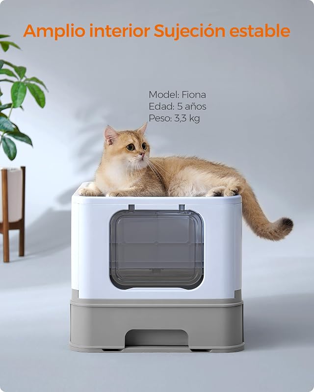 Arenero Gato, Bandeja Extraíble, Carga de 15 kg, Pala