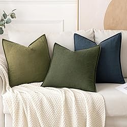MIULEE Decorative Linen Euro Sham Pillow Covers