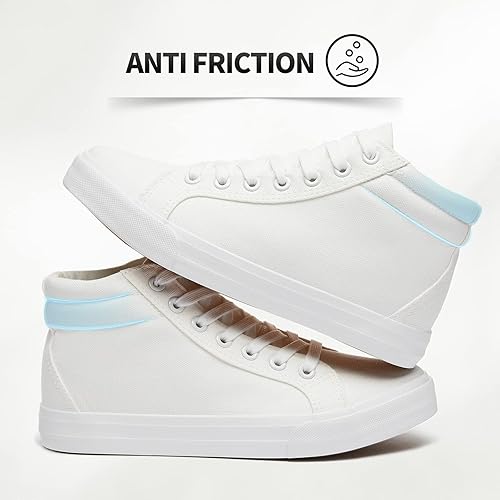 XRH Women Black Canvas High Tops Sneaker for Walking,White Non