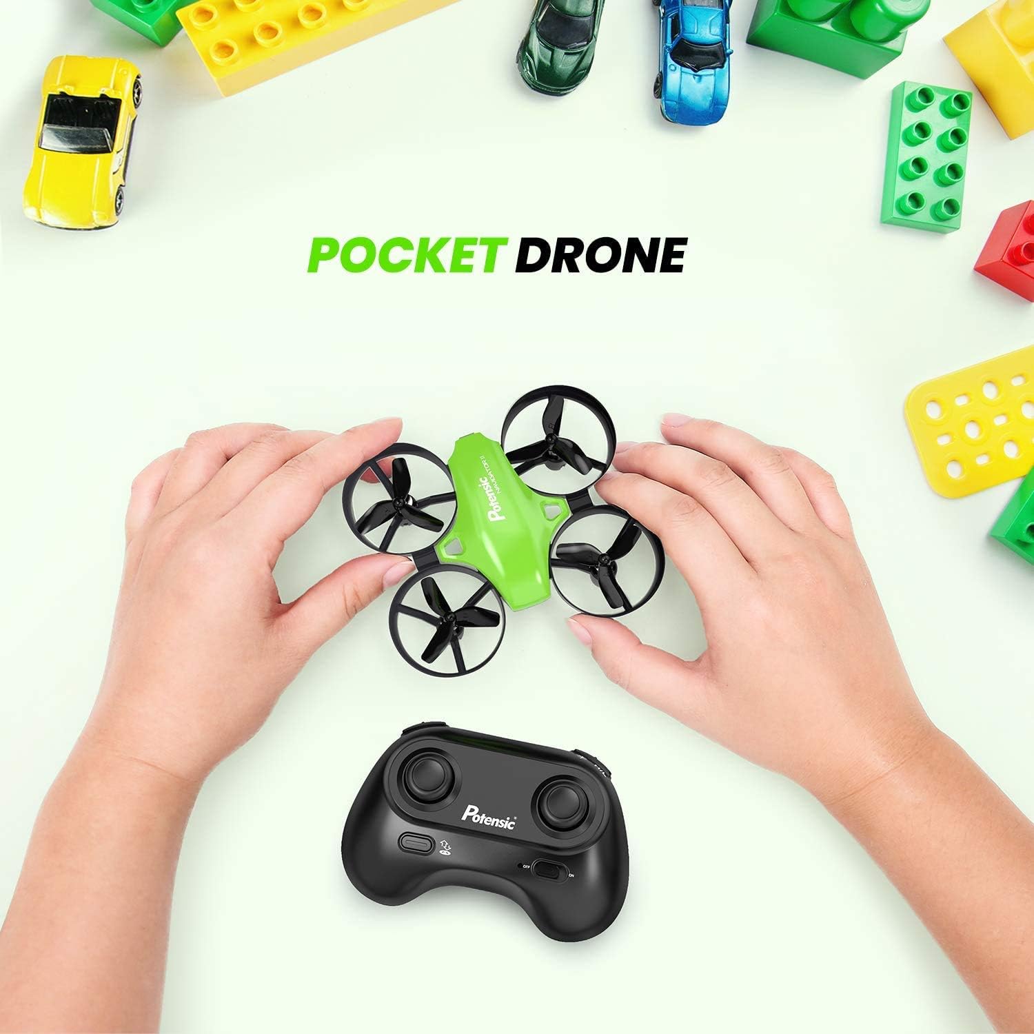 Potensic Upgraded A20 Mini Drone Easy to Fly Drone for Kids and Beginners, RC Helicopter Quadcopter with Auto Hovering, Headless Mode, Remote Control and Extra Batteries - Green: Toys & Games