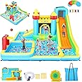 Inflatable Bounce House Water Slide Wet or Dry, Mega Climb N’ Go Kids Waterslide Outdoor w/Dual Slides&Climbing for Racing Fun, Splash Pool, Blow up Water Slides Inflatables for Kids Backyard Party