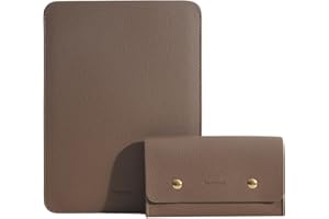 Yesmornsis PU Leather Padded Laptop Sleeve 15.3Inch Compatible with MacBook Air 15 M4 M3 M2 Laptop Bag with Charger Pouch Col