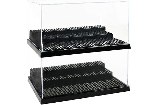 AELS 2 Packs Acrylic Minifigures Display Case, Stackable and Dustproof Building Block Display Box for Storage, Clear, Removab