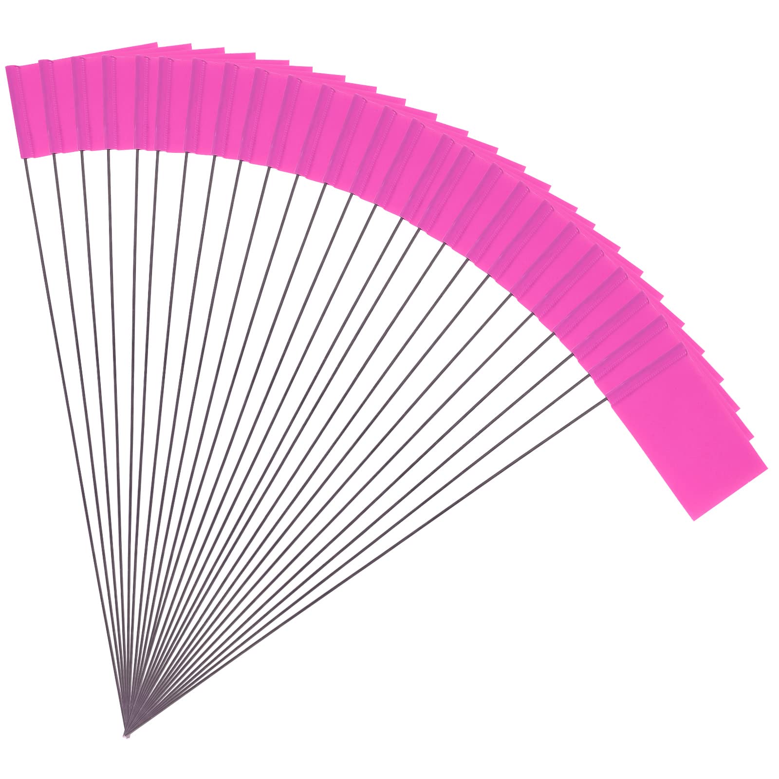 SAVITA 50pcs 2x3'' Marking Flags with Steel Pole Vinyl Stake Flags Markers Lawn Flags for Yard Industrial Underground Utilities Sprinkler Sewers Landscaping Surveying Pet Boundary (Pink)