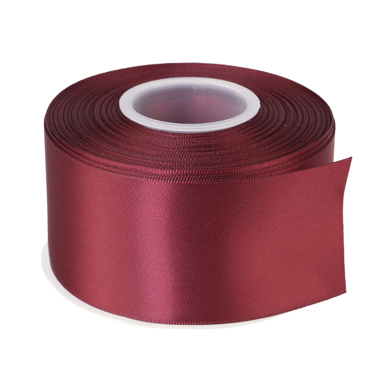 ITIsparkle 50mm Width Double Faced Satin Ribbon 22 Meters-Roll Set for Gift Wrapping Party Favor Hair Braids Baby Shower Decoration Craft Supplies, Burgundy