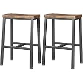 Homeiju Bar Stools, Counter Height Bar Stools Set of 2, 23.6 Inch Saddle Stools with Footrests, Industrial Kitchen Counter Seat for Dining Room, Kitchen, Counter, Rustic Brown