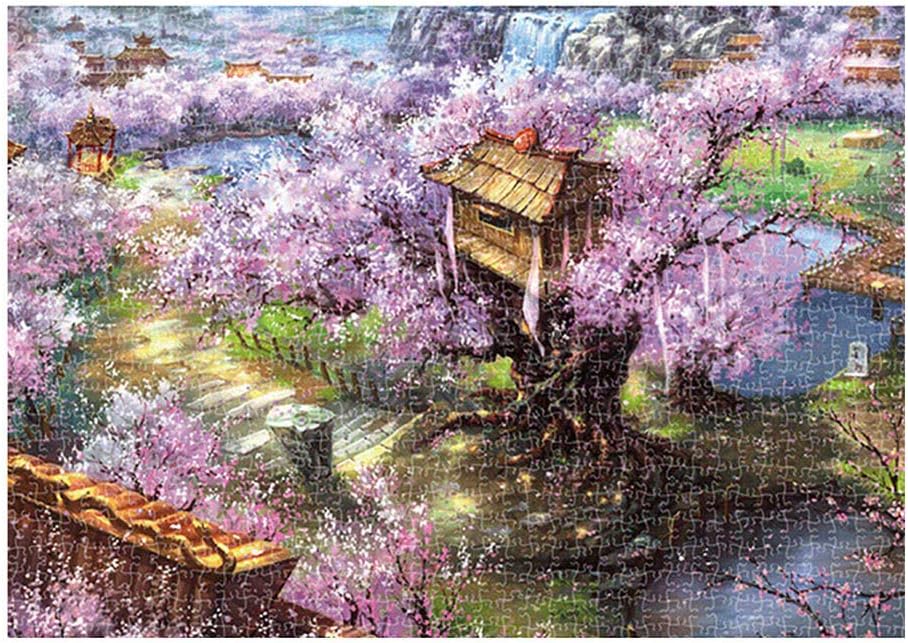 IOTdou Jigsaw Puzzle 1000 PC Puzzle Toy Landscape Pattern,, Family Games, Home Decoration (Haven of Peace and Happiness)