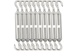 TooTaci M5 Turnbuckle Hook and Hook,10pcs Stainless Steel Turnbuckle Wire Tensioner, Heavy Duty Adjustable Turnbuckles for Ca