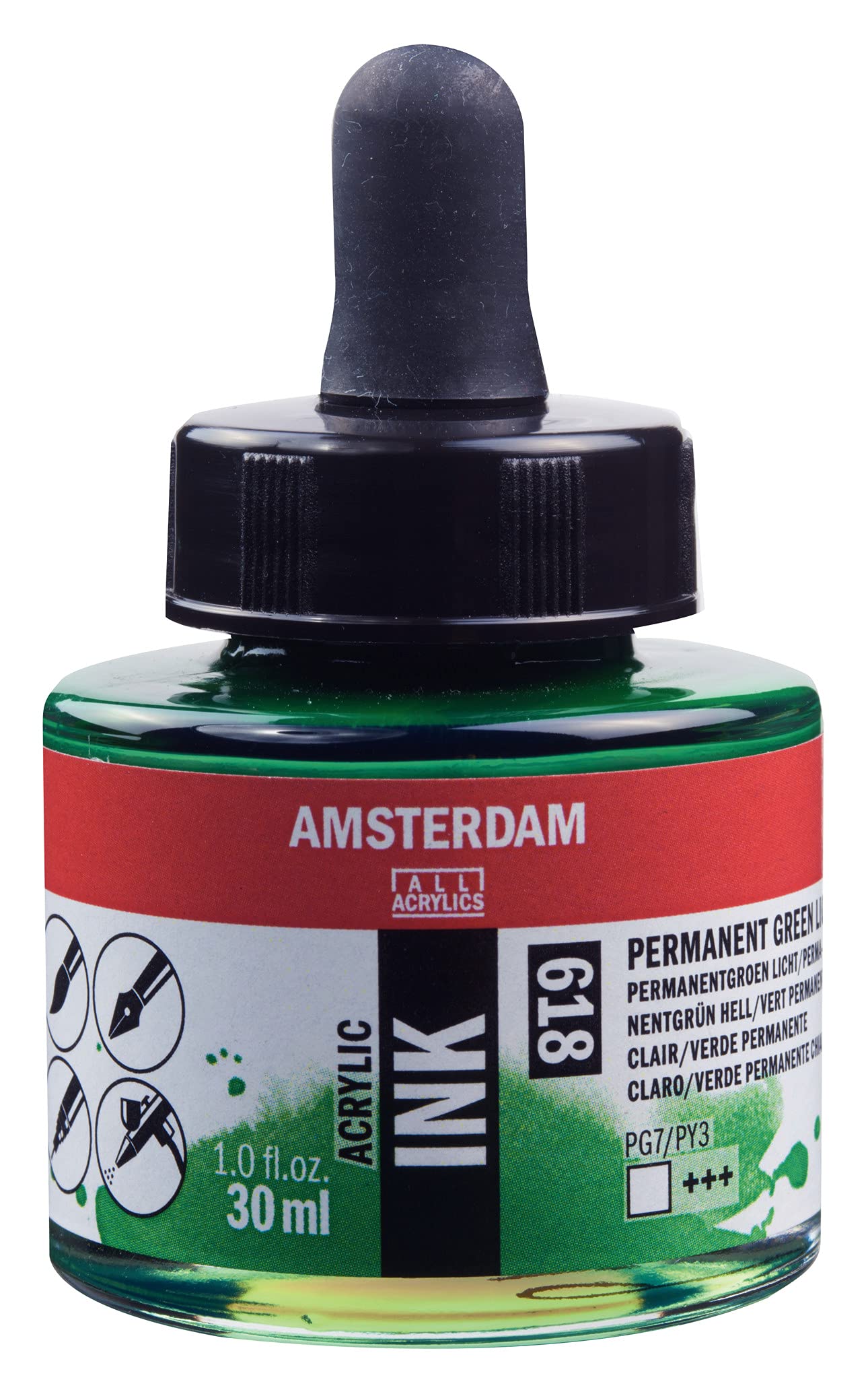 Amsterdam Acrylic Ink Bottle 30 ml Permanent green light 618 (17206180)