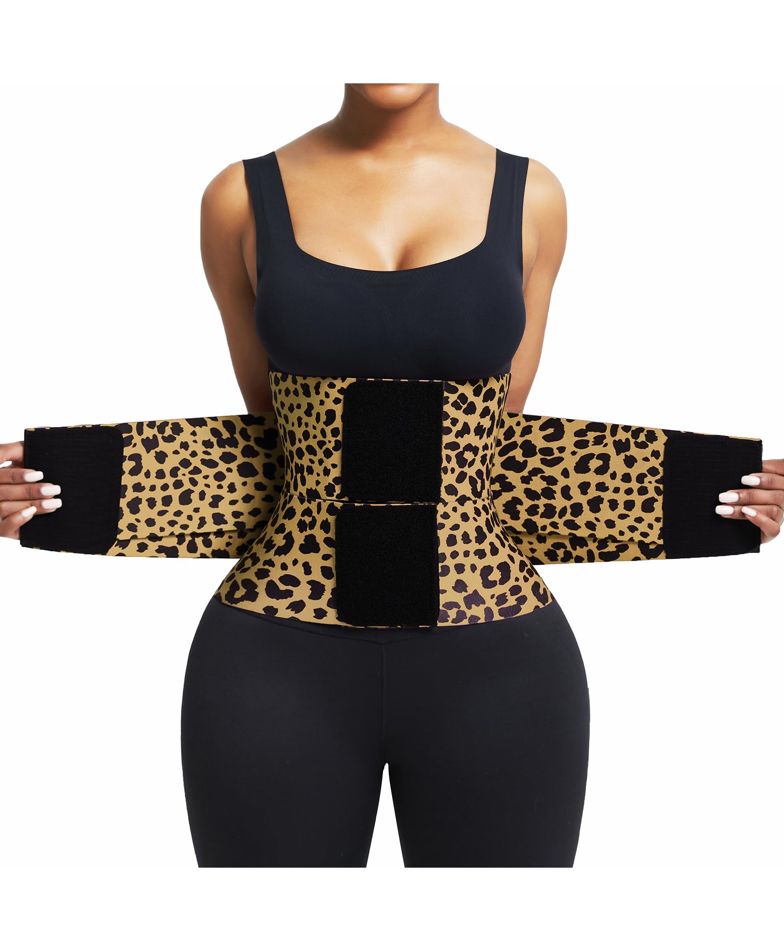Photo 1 of FeelinGirl Workout Waist Trainer Corset Tummy Control Neoprene Sauna Perspiring Vest Workout Body Shaper for Women Leopard S