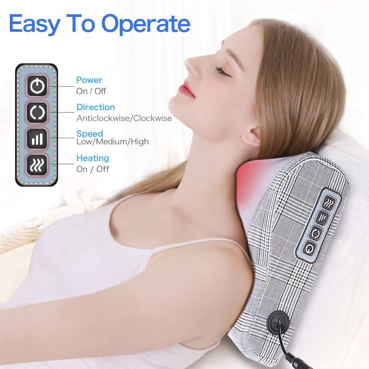 Neck Massager,Shiatsu Neck and Back Massager with Heat,Electric Back Massage Pillow with 16 Deep Tissue Massage Nodes for Back,Cervical,Shoulder,Foot,Body Muscle Pain Relief,Relaxation Christmas Gifts: Health & Personal Care
