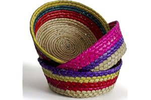 3-Pack Genuine Mexican Handwoven Tortilla Basket | Fiesta Warmer | Holder | Tortillero | Palm Straw Baskets Handmade in Mexic