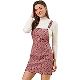 Allegra K Women's Corduroy Overall Dress Mini Short Length Adjustable Strap Bib Overalls Pinafore Dress
