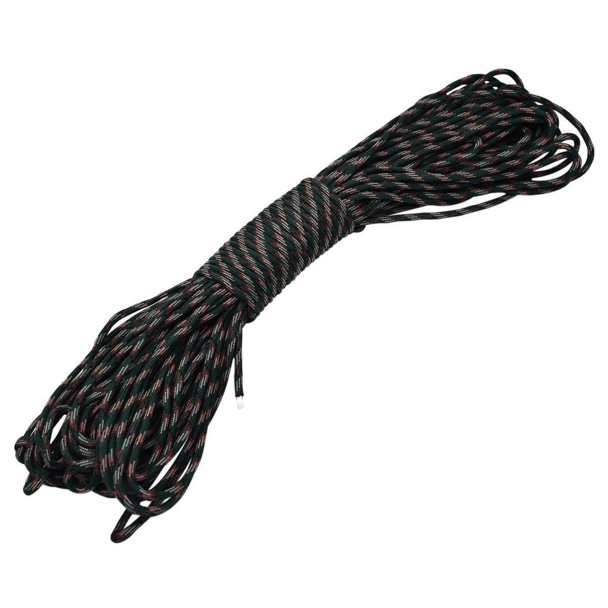100ft Type III 7 Strand Core Paracord 550 Parachute (48# Dark Blackish Green Camo)