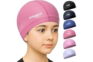 COOLMATE GLOBAL COOLMATE Fabric Swim Cap for Kid 3 4 6 8 14 16, Silicone Waterproof Layer, Cloth Swim Cap for Boy, Girl, Youth, Lightweight and Comfortable, Perfect for Pool, Beach, Lap Swimming