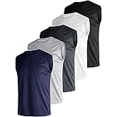 Quazia Mens 5 Pack Quick Dry Tank Tops, Moisture Wicking, Mesh Lightweight T-Shirts, Athletic Weightlifting Sleeveless
