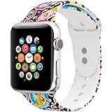YOUKEX Floral Sport Band Compatible for Apple Watch 42mm 44mm 38mm 40mm,Floral Soft Silicone Strap Replacement Wristbands Replacement for Apple Watch Sport Series 4 3 2 1