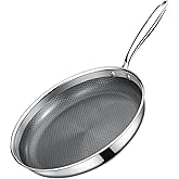 GiPP Tri-Ply Stainless Steel Frying Pan, 12 inch Hybrid Frying Pans Nonstick Skillets, Dishwasher and Oven-Safe, Induction Ready, Compatible with All Cook tops, PFOS/PFOA Free