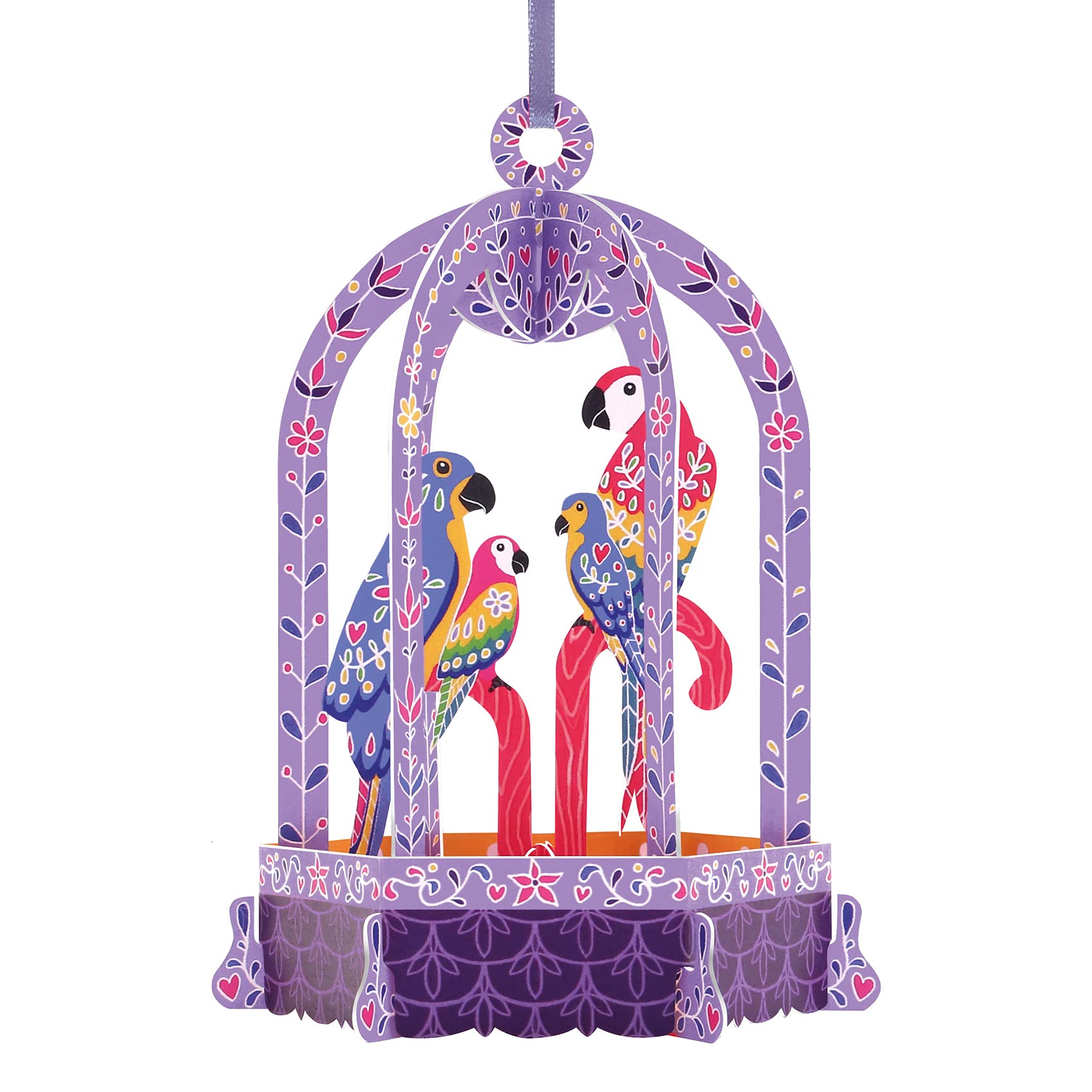 SANTORO, 3D Pop Up Greeting Card - Birdcage Macaws - For Her, For Mum, Birthday, Mother's Day