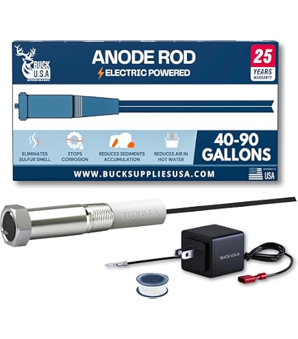 Vattceel Powered Titanium Anode Rod - Electric Anode For Water Heaters (10-45 Gallon Tank) - View #2