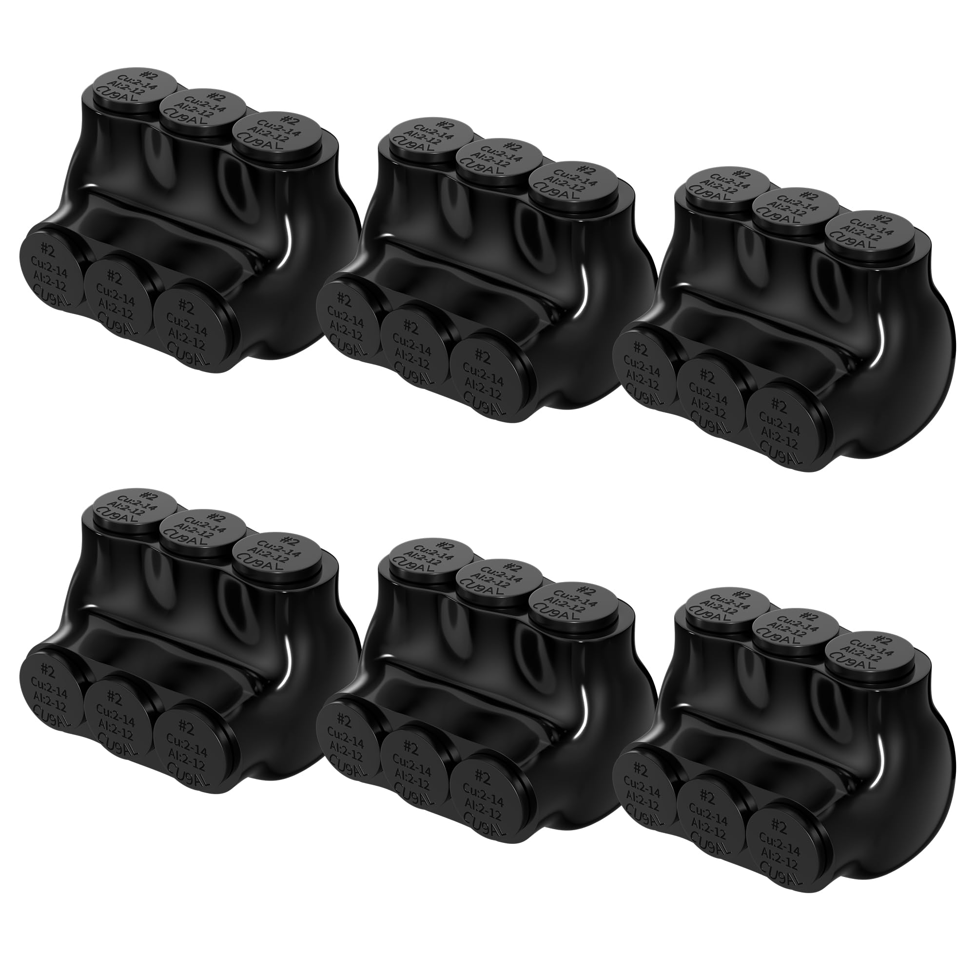Photo 1 of RVBOATPAT 6 Pack Insulated Tap Connector 3 Port 2-14 AWG Aluminum Wire Connector Single-Sided Entry 5/32" Allen Hex Electrical Power Connectors