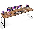 Huuger Computer Desk, 80 Inch Office Desk, Gaming Desk with Storage, Writing Desk Work Desk for Home Office, Study, Long Simple Desk, Large Legroom, Metal Frame, Rustic Brown