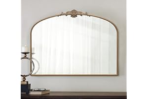 Besdomus Vintage Arched Gold Mirror: 40"x30" Large Gold Antique Wall Mounted Mirror - Baroque Traditional Ornate for Entryway/Fireplace/Bathroom/Hallway - Home Decor for Fashion-Conscious