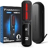 HUMMINGBIRD MK18 BeardBoss Cordless Beard Straightener for Men – Heated Beard Brush & Hot Comb, 5 Temp Settings, Anti-Scald Portable Hair Straightener, PTC Ceramic Heat, Infrared & Ionic, Travel Case