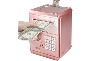 HUSAN Piggy Banks for Kids, Electronic Password Code Money Banks ATM Banks Box Coin Bank for Children Boys and Girls (Rose Gold)