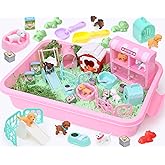 Lorfancy Dog Sandbox Toys Kids Play Sand Kit Toddler Sensory Bin Toy 2.2lbs Sand Pet Dog Figures Care Role Pretend Play Beach Toy Birthday Gift for Girls Boys 3 4 5 6 7 8 Years Old