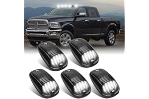 SHINEFIT 5PCS Smoke LED Cab Light White Top Roof Running Cab Marker Lights Lamp Assembly 36 LED Compatible with Ram 1500 2500 3500 4500 5500 2003-2018 Pickup Trucks