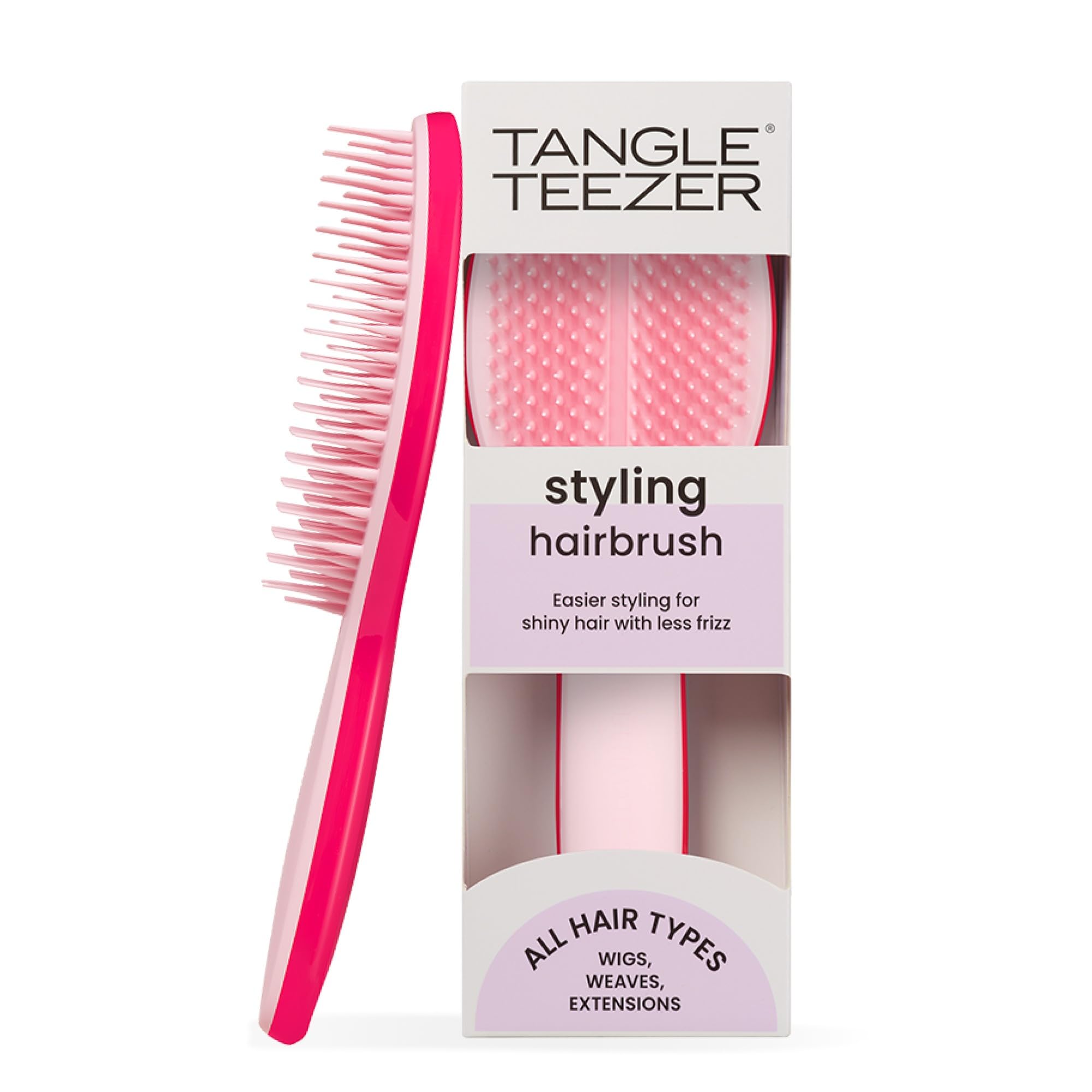 Tangle Teezer The Ultimate Styler Hairbrush - Maintains & Blends Wigs, Weaves, Extensions & Clip-Ins - For Volume, Texture, Shine & Brushing Out Curls - Sweet Pink