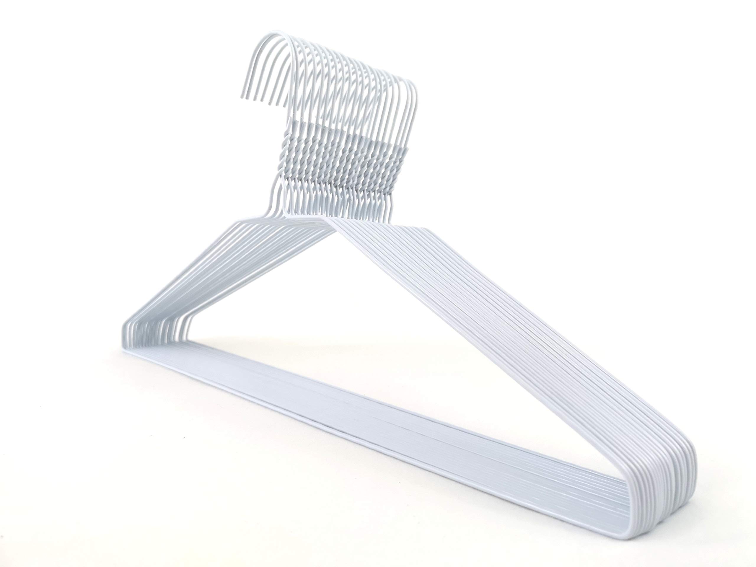 DODIN HOME 10 White Wire Hangers Space Saving Metal Coat Hanger Suit Hangers with Trouser Bar Clothes T-Shirt Dress (White, 10)