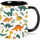opshksog Dinosaur Coffee Mug Funny Ceramic Tea Cup With Handle Dishwasher Microwave Safe for Women 11oz Porcelain Mugs