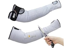 DEX FIT SSG913 ANSI A9 Cut Resistant Sleeves with Thumb Hole, Comfortable, Anti Slip Strap, Washable