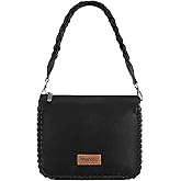 Wrangler Shoulder Bag for Women, Western Braided Crossbody Purse with Adjustable Strap, Soft Hobo Handbag with Zipper Closure