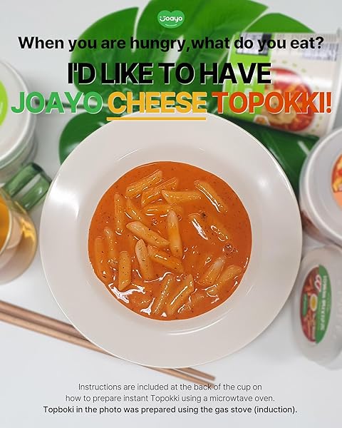 JOAYO CHEESE TTEOKBOKKI RICE CAKES W/SPICY & RICH FLAVORFUL SAVORY SAUCE [2-PACK] KOREAN STREET FOOD EASY K-FOOD INSTANT MICROWAVABLE SNACK MULTICOLOR