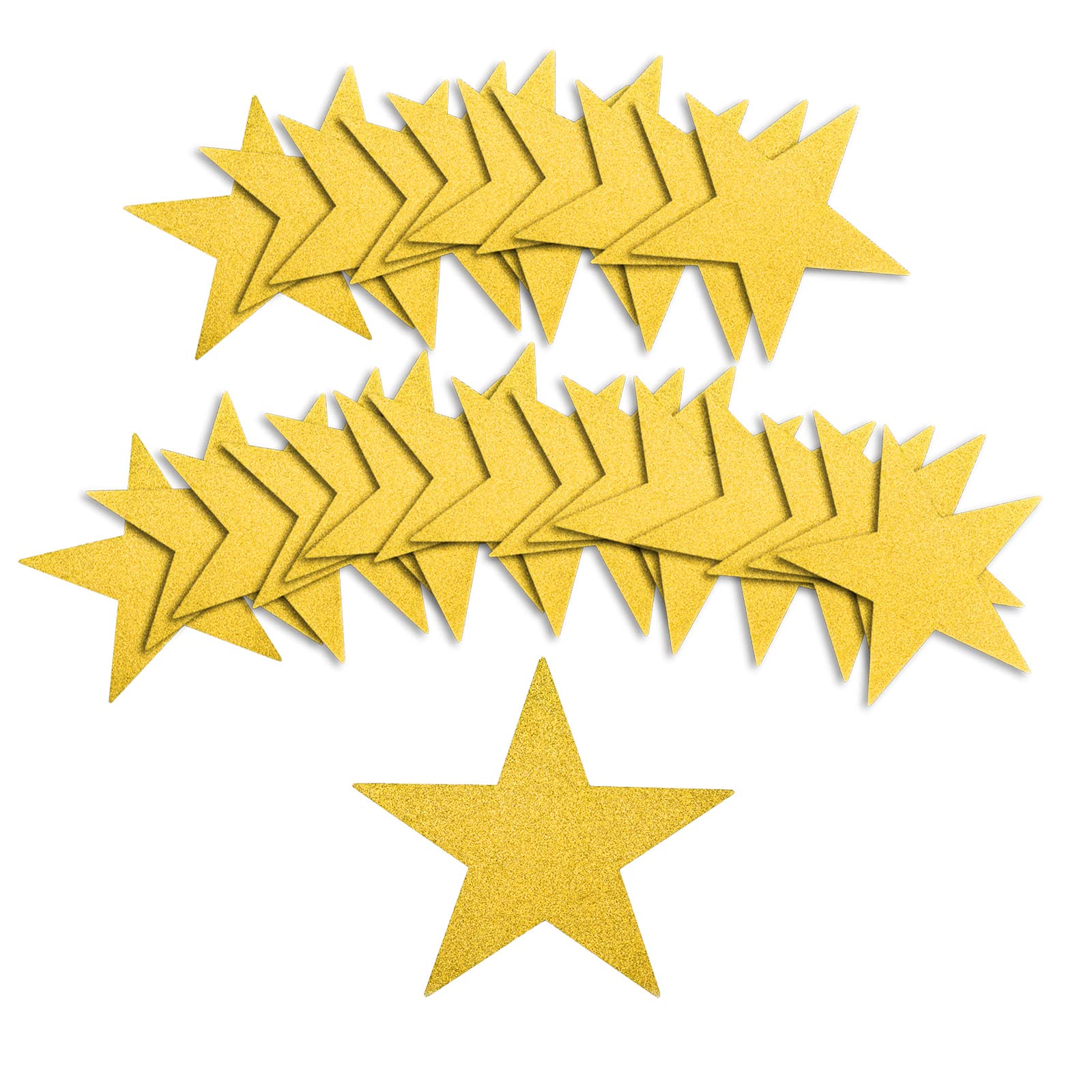 TOYMIS 50pcs Gold Star Cutouts, 6inch Glitter Paper Confetti Star Shape Paper Cut Outs for Bulletin Board Classroom Wall Party Supplies