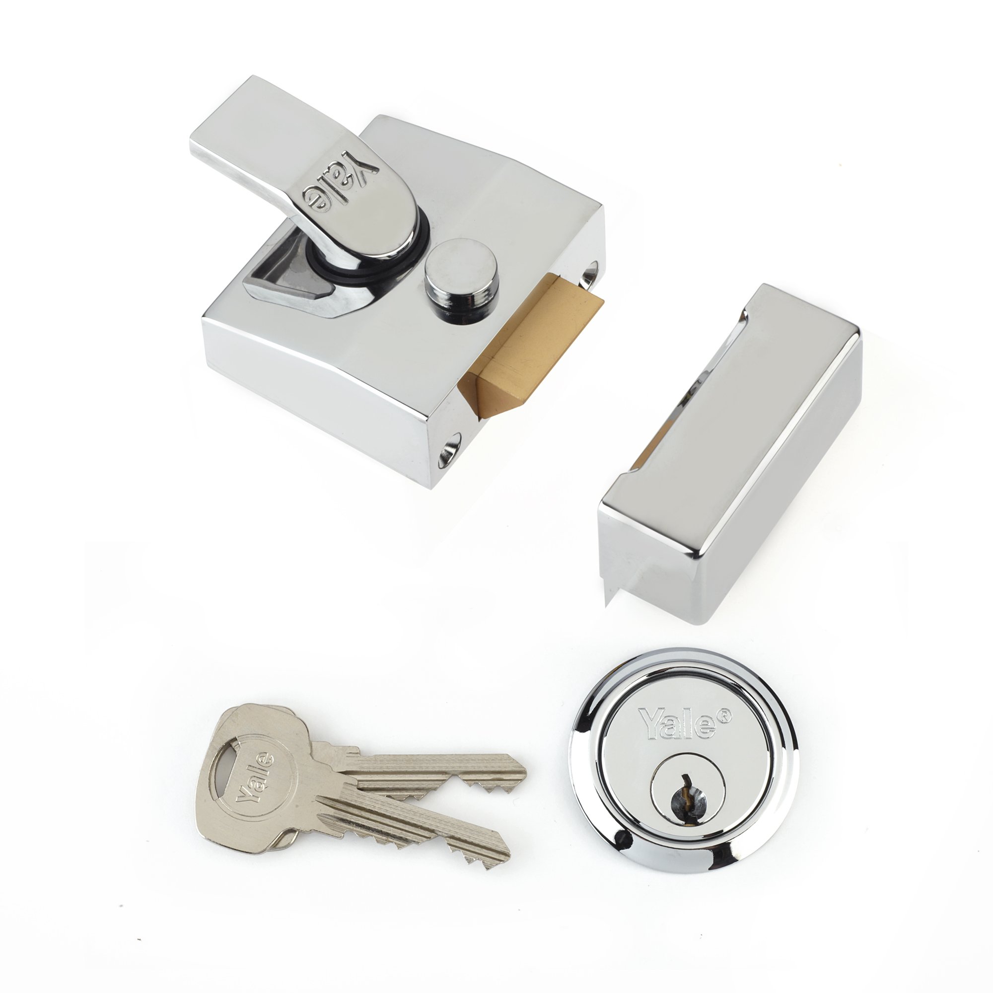Yale P-85-DMG-SC-40- Deadlocking Nightlatch - 40mm - Chrome Finish - High Security with automatic deadlock