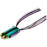 BOOYAH Poppin' Pad Crasher Topwater Bass Fishing Hollow Body Frog Lure with Weedless Hooks