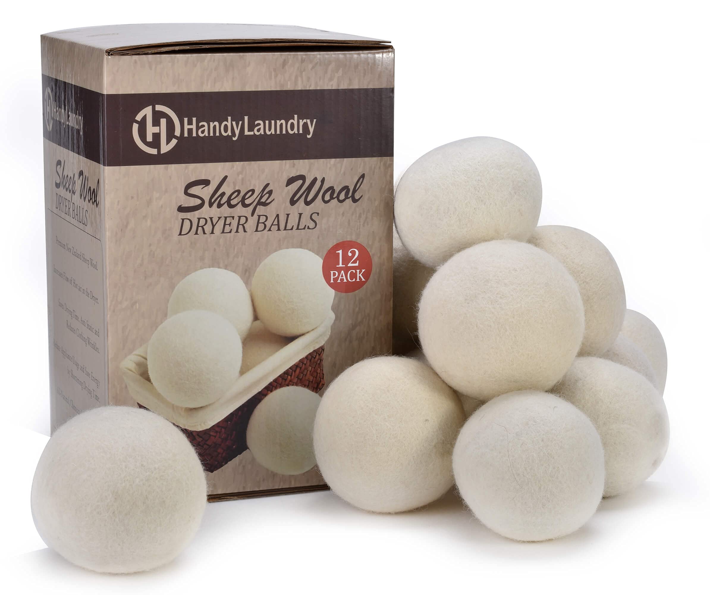 12x Reusable Wool Dryer Balls Drying Fabric Softner Clothes Wrinkles Reduce 6cm